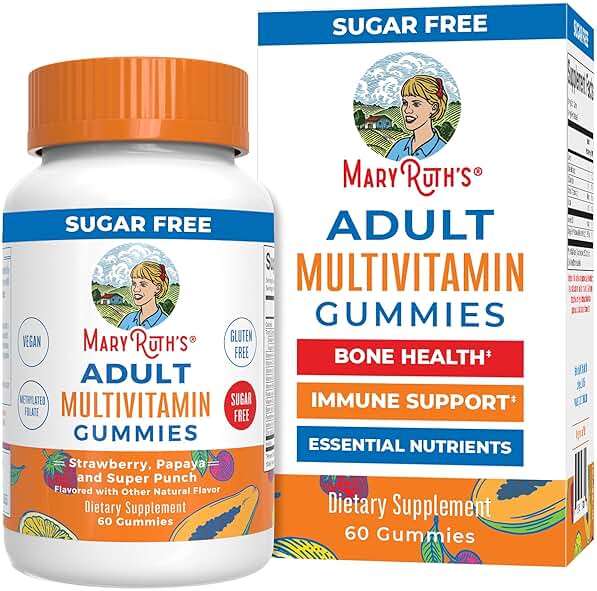 MARYRUTH'S Organics Multivitamin for Women and Men | Sugar Free | Adult Multimineral Gummy with Vitamin C | D and E | B Vitamins | Biotin | Zinc | Vegan | Non-GMO | Gluten Free | 60 Count - Image 1