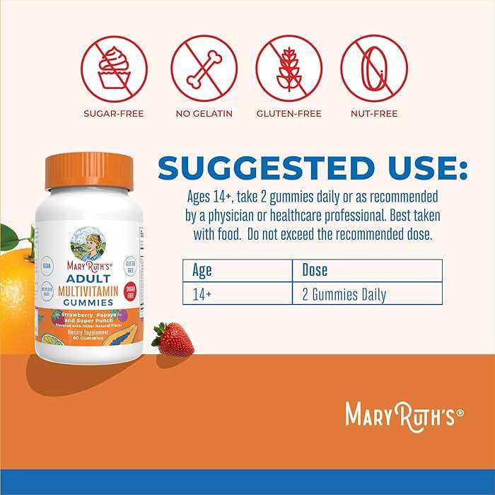 MARYRUTH'S Organics Multivitamin for Women and Men | Sugar Free | Adult Multimineral Gummy with Vitamin C | D and E | B Vitamins | Biotin | Zinc | Vegan | Non-GMO | Gluten Free | 60 Count - Image 3