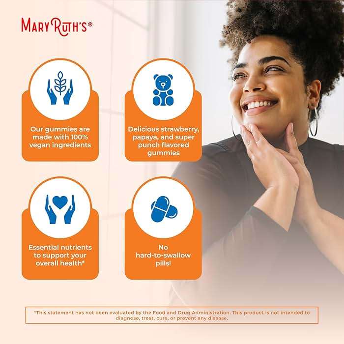 MARYRUTH'S Organics Multivitamin for Women and Men | Sugar Free | Adult Multimineral Gummy with Vitamin C | D and E | B Vitamins | Biotin | Zinc | Vegan | Non-GMO | Gluten Free | 60 Count - Image 6