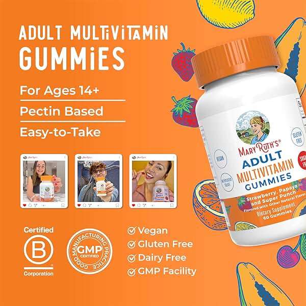 MARYRUTH'S Organics Multivitamin for Women and Men | Sugar Free | Adult Multimineral Gummy with Vitamin C | D and E | B Vitamins | Biotin | Zinc | Vegan | Non-GMO | Gluten Free | 60 Count - Image 7
