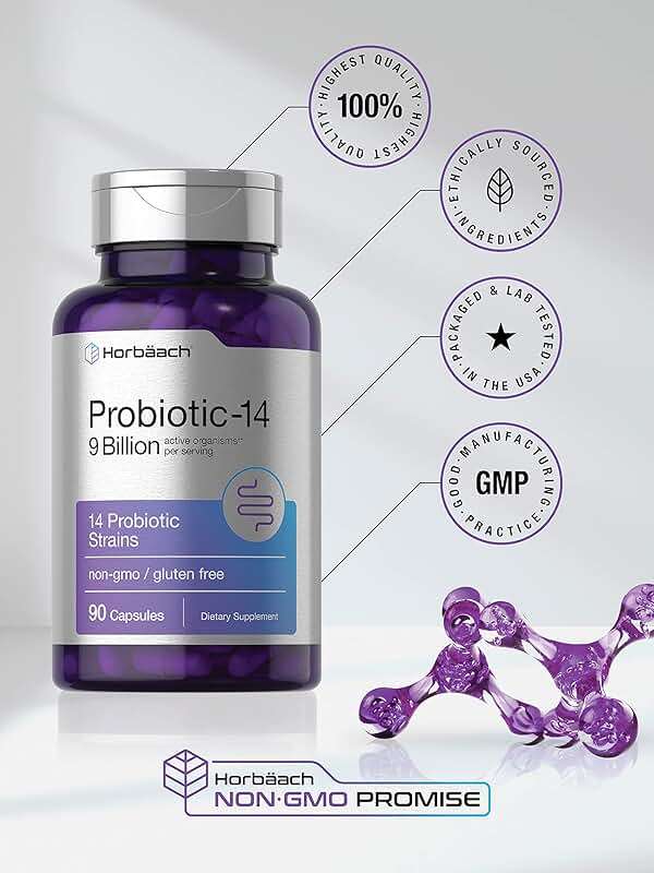 Horbäach Probiotics for Women & Men | 14 Strains for Digestive Health | 9 Billion CFU | 90 Capsules | Non-GMO & Gluten Free Supplement - Image 5