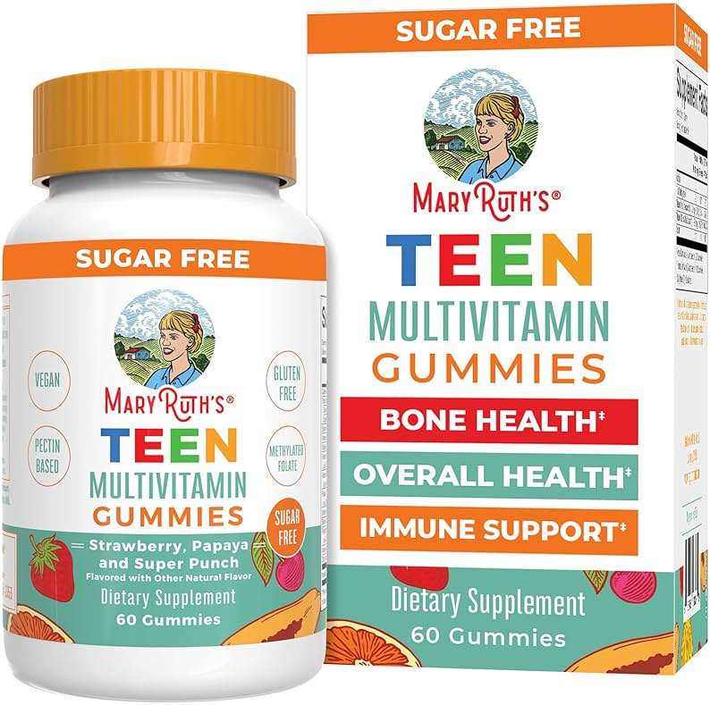 MaryRuth's Multivitamin Gummies for Teens | Vitamin D3, A, C, E, B6, B12, Zinc, Iodine, Biotin | Immunity | Tissue, Vision, & Skin Health | Vegan | Non-GMO | Sugar Free | Gluten Free | 60 Count - Image 1