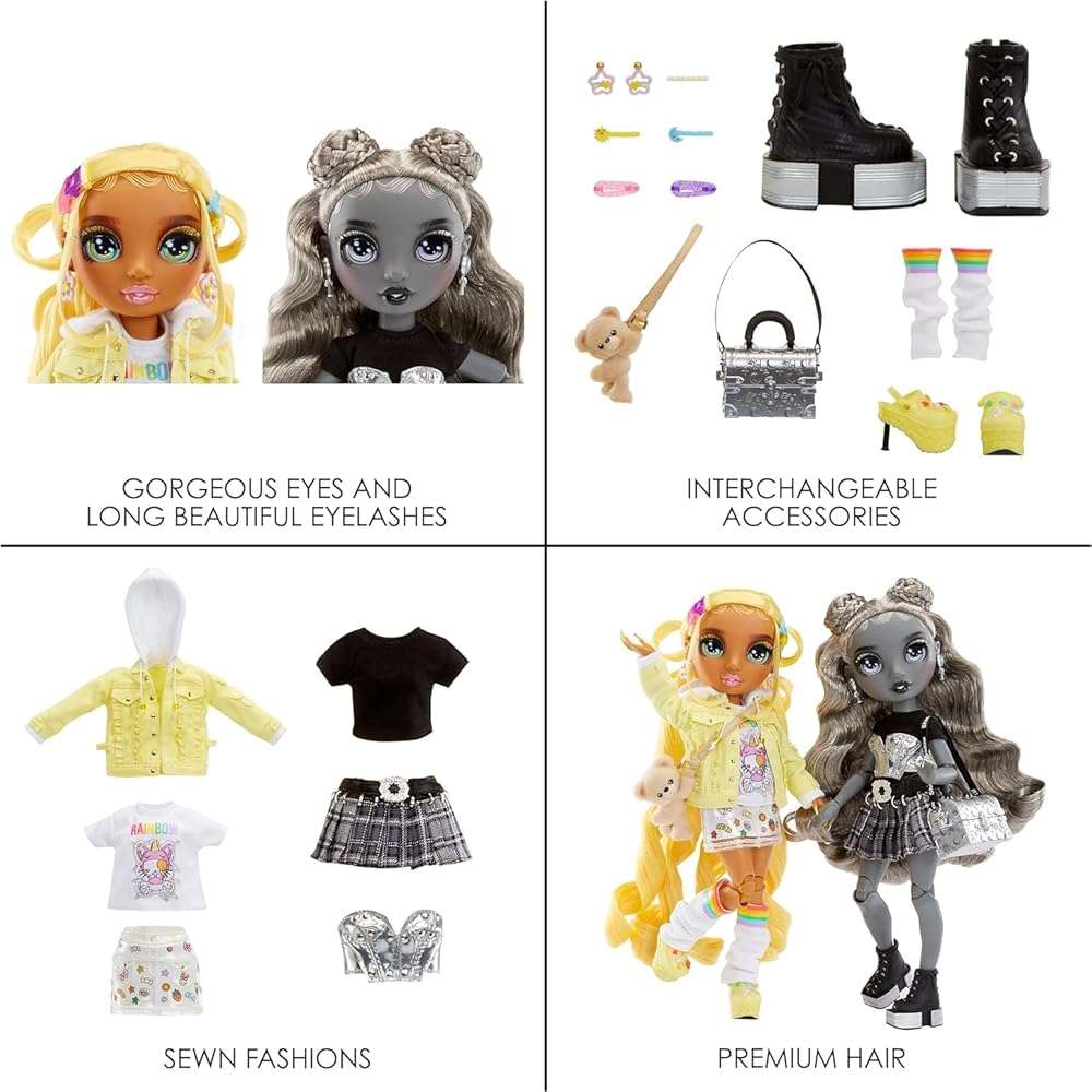 Rainbow High Madison Twins 2-Pack with Mix & Match Outfits - Great Gift for Kids & Collectors, Yellow & Grey - Image 5