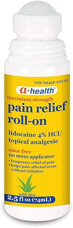 A+Health Pain Relief Roll-On Liquid, Lidocaine 4%, Odor Free, Maximum Strength Pain + Itch Relief with Aloe, Made in USA, 2.5 fl Ounces - Image 2