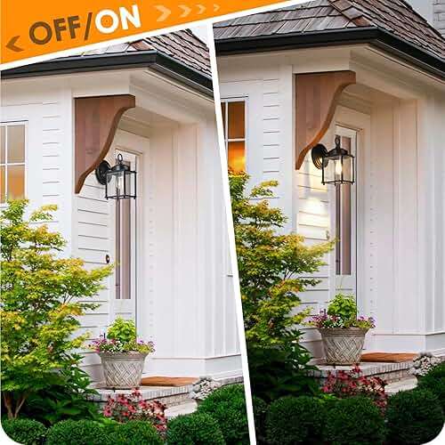 MATAMEYE Outdoor Wall Lantern, Exterior Waterproof Wall Sconce Light Fixtures, Black Front Door Wall Lighting with Clear Beveled Glass Shade, 2 Pack - Image 9