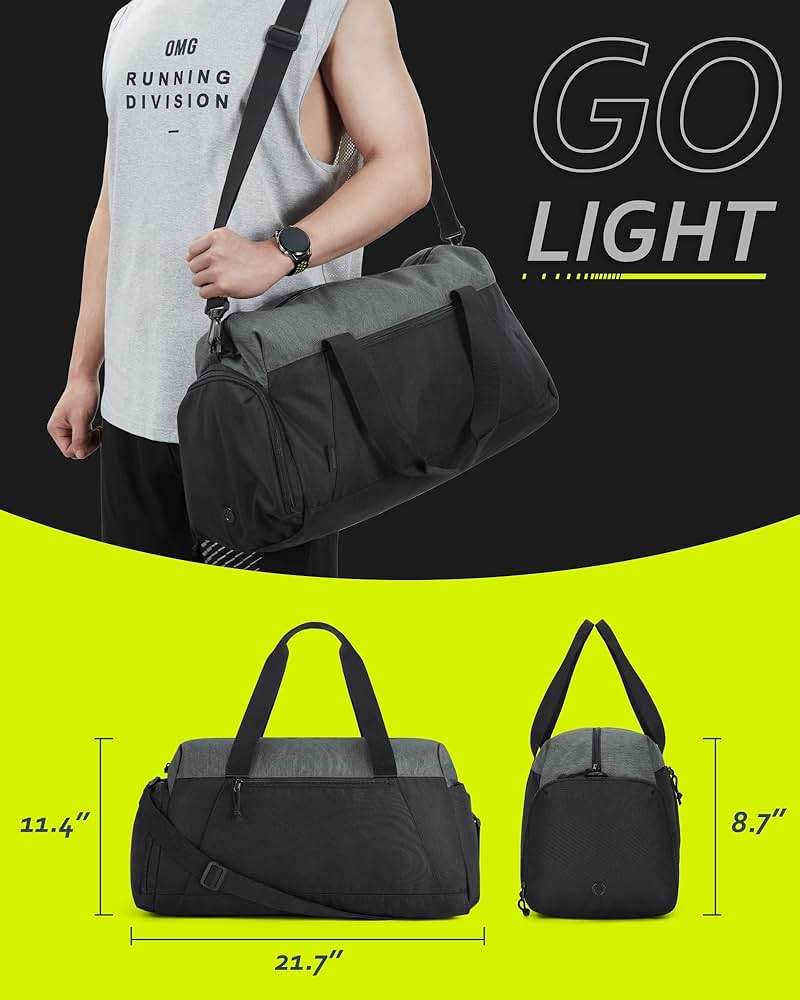 BAGSMART Gym Bags for Men Women, Foldable Travel Duffle Bag, Lightweight Weekender Duffel Bag With Shoe Compartment, Water Resistant Workout Duffle Sports Bag for Travel Yoga, Black - Image 3