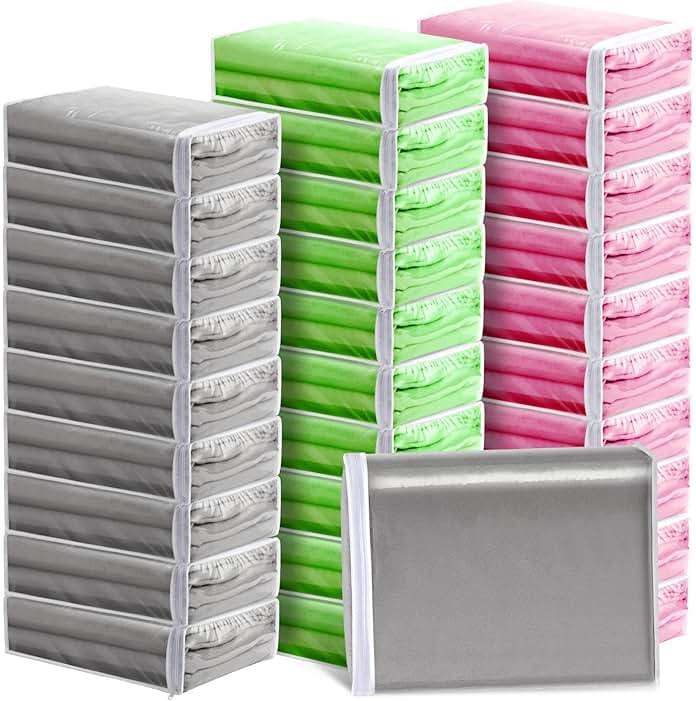 Riakrum 30 Pack Clear Zippered Storage Bags, 15x11x4 inches, Vinyl Plastic Sweater Sheet Organizers Storage Bags, PVC, for Clothes, Sheet, Blankets, Fabrics Organizers (White) - Image 1
