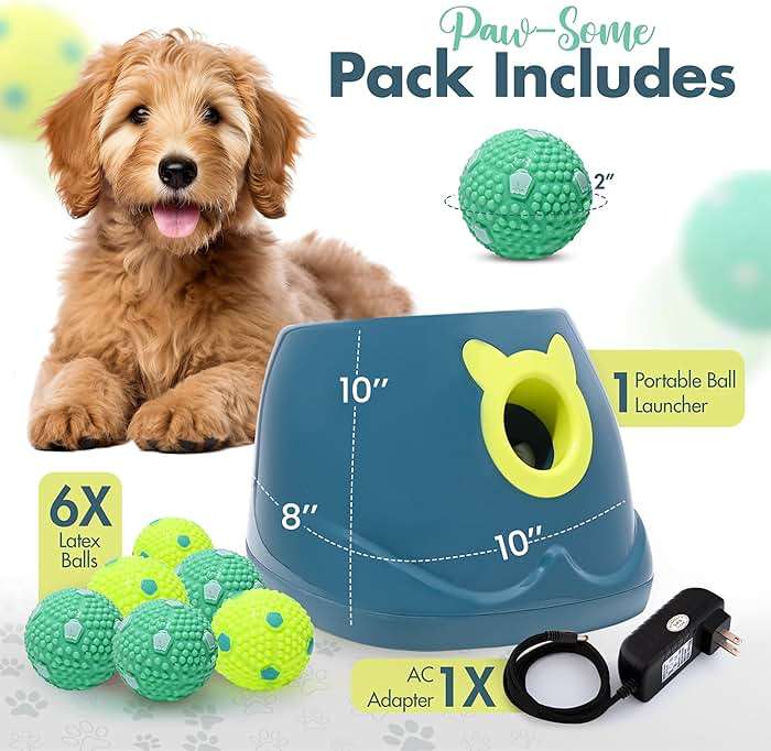 Automatic Dog Ball Launcher - Dog Ball Fetch Machine, Ball Thrower for Dogs, for Small to Medium Sized Dogs, Interactive Dog Toy with 6 Latex Balls, Plug-in & Battery Options - 4 Launch Distances - Image 2