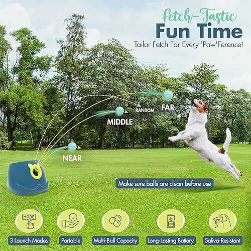 Automatic Dog Ball Launcher - Dog Ball Fetch Machine, Ball Thrower for Dogs, for Small to Medium Sized Dogs, Interactive Dog Toy with 6 Latex Balls, Plug-in & Battery Options - 4 Launch Distances - Image 3
