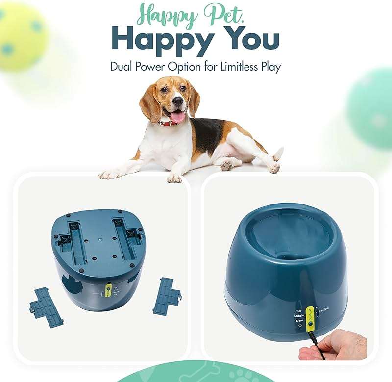 Automatic Dog Ball Launcher - Dog Ball Fetch Machine, Ball Thrower for Dogs, for Small to Medium Sized Dogs, Interactive Dog Toy with 6 Latex Balls, Plug-in & Battery Options - 4 Launch Distances - Image 5