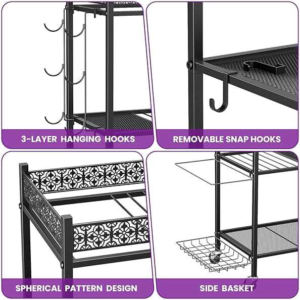 Yoga Mat Storage Rack, Home Gym Storage Rack, VOPEAK Workout Storage for Yoga Mat, Foam Roller, Gym Organizer Gym Equipment Storage for Home Exercise and Fitness Gear - Image 4