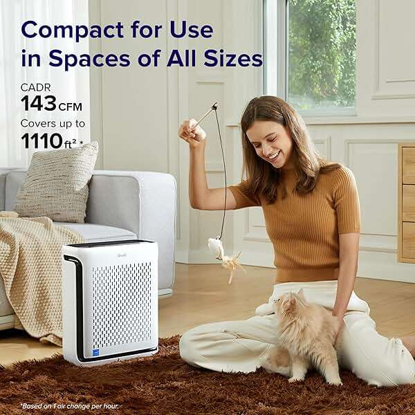 LEVOIT Air Purifier for Home Large Room Up to 1073Ft² with Air Quality Monitor, AHAM VERIFIDE, Smart WiFi, Washable Pre-Filter, HEPA Sleep Mode for Pets, Allergies, Dust, Pollen, Vital 100S-P, White - Image 2