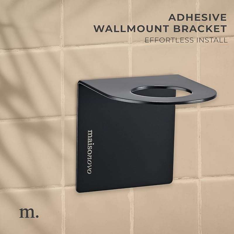 Shampoo and Conditioner Dispenser Wall Mounted Set of 3 Black - No Drill Shower Soap Dispenser for Bathroom Refillable - Spa Hotel Style Accessories by MaisoNovo - Image 8