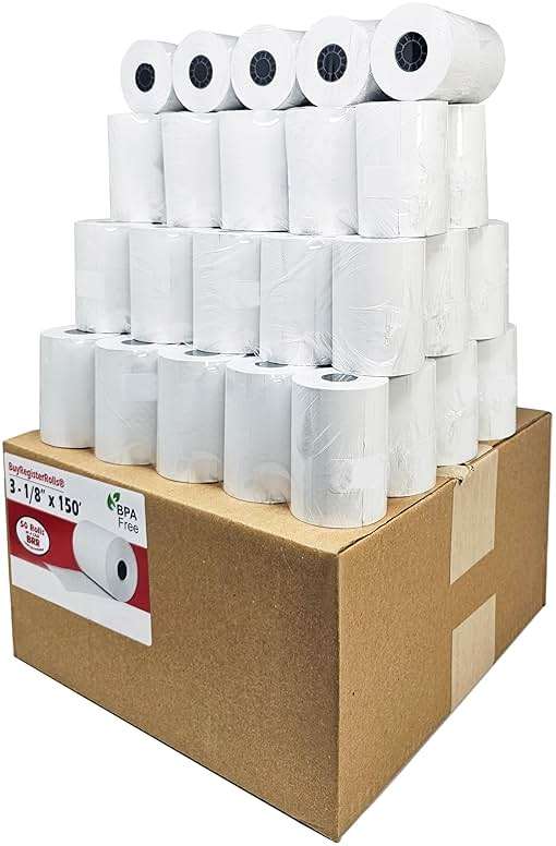 (50 Rolls) 3 1/8 x 150 Thermal Paper Receipt Rolls fits all Clover 55 GSM POS Cash Register Printers SCP700 TSP100 TSP300 TSP400 TSP500 from BuyRegisterRolls - Image 2