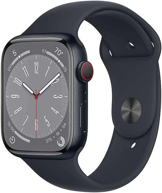 Apple Watch Series 8 [GPS + Cellular, 45mm] - Midnight Aluminum Case with Midnight Sport Band, M/L (Renewed) - Image 1