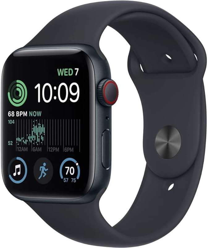 Apple Watch SE (2nd Gen) (GPS + Cellular, 44mm) - Midnight Aluminum Case with Midnight Sport Band, M/L (Renewed) - Image 1