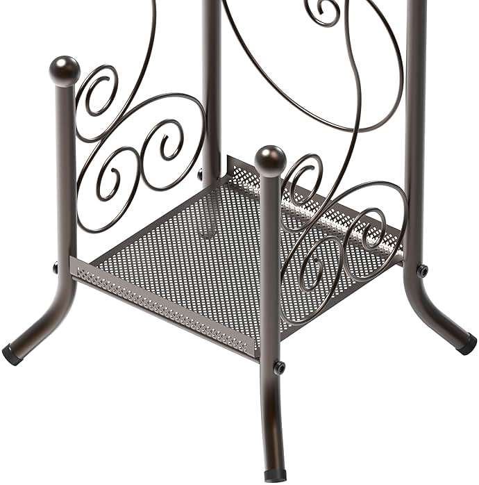 Simple Houseware English Style Bathroom Toilet Tissue Roll Holder Stand with Shelf, Bronze - Image 5
