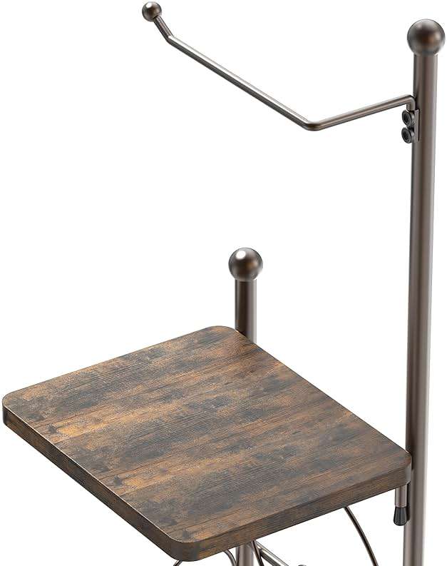 Simple Houseware English Style Bathroom Toilet Tissue Roll Holder Stand with Shelf, Bronze - Image 6