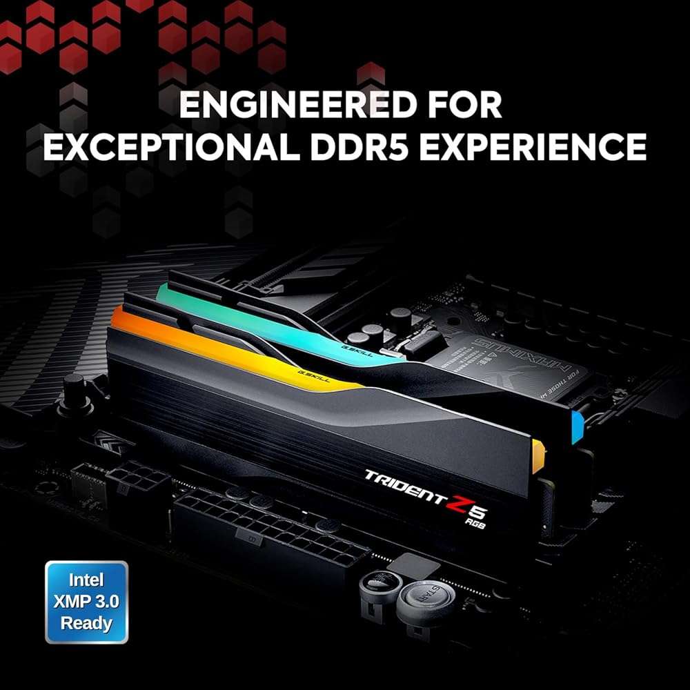 G.SKILL Trident Z5 RGB Series DDR5 RAM (Intel XMP 3.0) 32GB (2x16GB) 7200MT/s CL34-45-45-115 1.40V Desktop Computer Memory U-DIMM - Matte Black (F5-7200J3445G16GX2-TZ5RK) - Image 2
