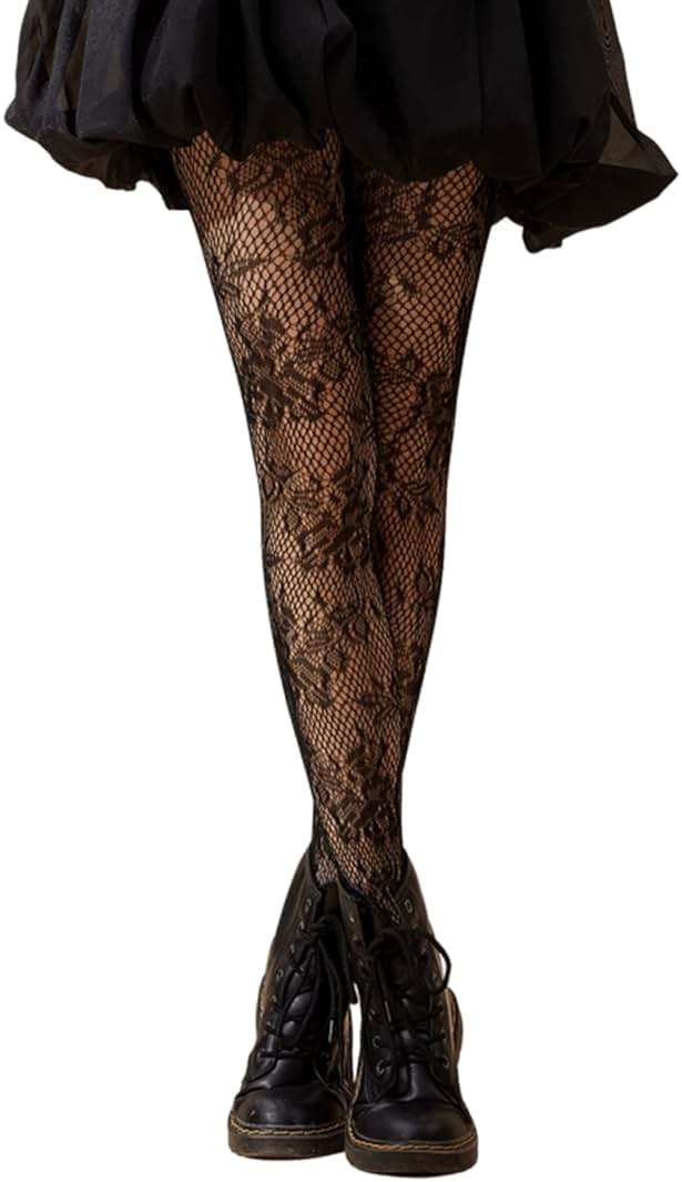 SHENHE Women's Patterned Fishnet Tights High Waist Pantyhose Floral Stockings - Image 1