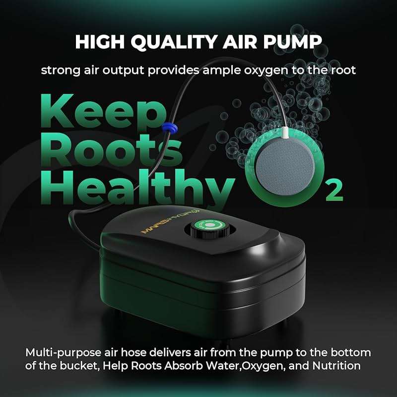 Mars Hydro DWC Hydroponics Grow System 5 Gallon Deep Water Culture with 8W Air Pump, Multi-Purpose Air Hose, Air Stone, 2 Buckets and Top Drip Kit - Image 3