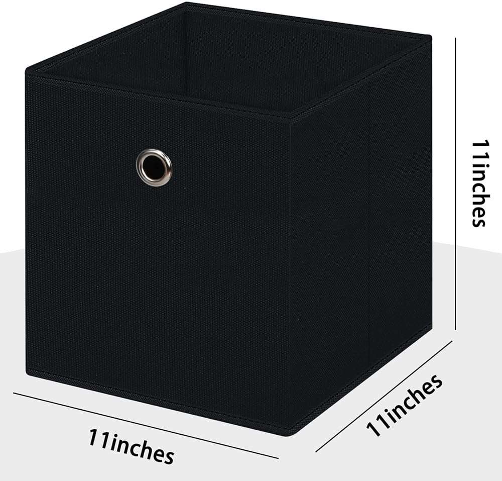 NieEnjoy Black Foldable Storage Cubes Bins ,11 Inch Cloth Storage Cube Fabric Storage Box Cubes Organizer Baskets with Handles for Home Organizer Set of 3 (Black) - Image 3