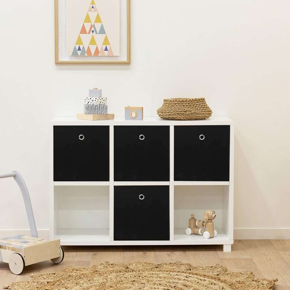 NieEnjoy Black Foldable Storage Cubes Bins ,11 Inch Cloth Storage Cube Fabric Storage Box Cubes Organizer Baskets with Handles for Home Organizer Set of 3 (Black) - Image 5