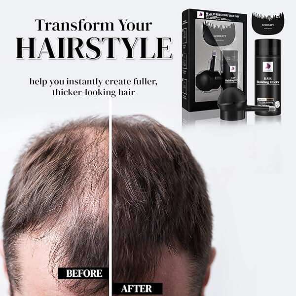 Hair Fibers for Thinning Hair Fiber Applicator 3-in-1 Set - Natural Concealing Hair Building Fibers - Long-Lasting Spray with Accessory for Crisp Hairlines, Thicker Beard & Styling (Dark Brown) - Image 5