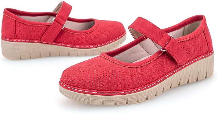 VJH confort Women s Mary Jane Flats, Breathable Comfort Round Toe Low Heel Slip-on Light Weight Walking Shoes - Image 5