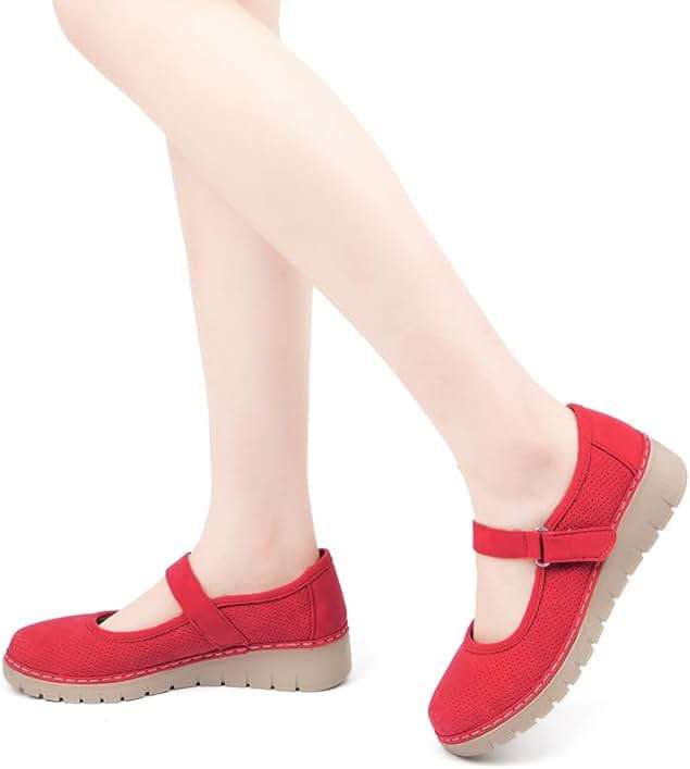 VJH confort Women s Mary Jane Flats, Breathable Comfort Round Toe Low Heel Slip-on Light Weight Walking Shoes - Image 6