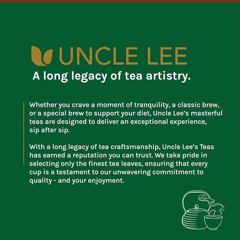 Uncle Lee's Organic Green Tea Bags 4-Pack, 106-Count Super Packs – Bright & Refreshing, Lightly Caffeinated Bulk Tea for Home, Office, Camping - Image 8