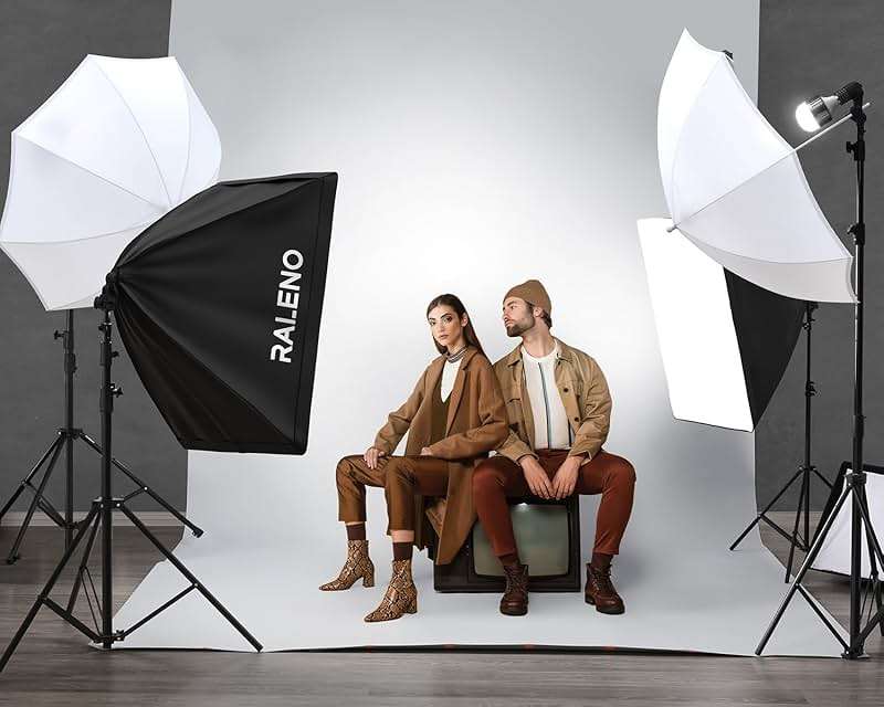 RALENO Photography Lighting Kit, 8.5x10ft Photo Backdrops Stands with 6x9ft Green Screen, 50W LED Bulbs, 5500 K, 97CRI, Umbrellas&Softbox Lighting kit for Studio Portrait Product Photography - Image 7