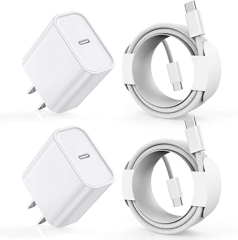 Charge for iPhone 16/15 Charger,Fast Charging iPhone 16/15 2Pack Type C Wall Charge Adapter USB C Charger Block 6FT USB-C to C Woven Cable for Apple iPhone 16 Pro Max/iPhone 15 Plus,iPad Pro/Air/Mini - Image 1
