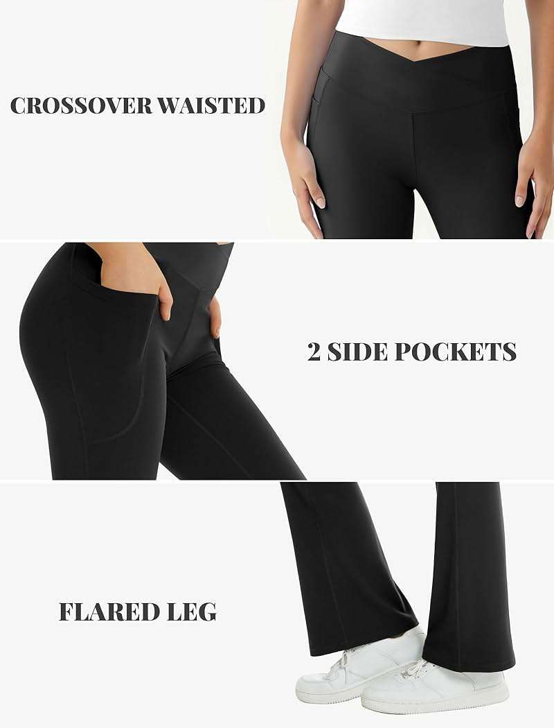COPYLEAF Women's Flare Yoga Pants with Pockets V Crossover High Waisted Bootcut Yoga Leggings-Flare Workout Gym Leggings - Image 4