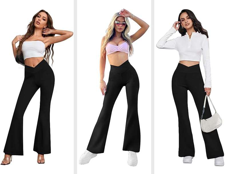 COPYLEAF Women's Flare Yoga Pants with Pockets V Crossover High Waisted Bootcut Yoga Leggings-Flare Workout Gym Leggings - Image 5