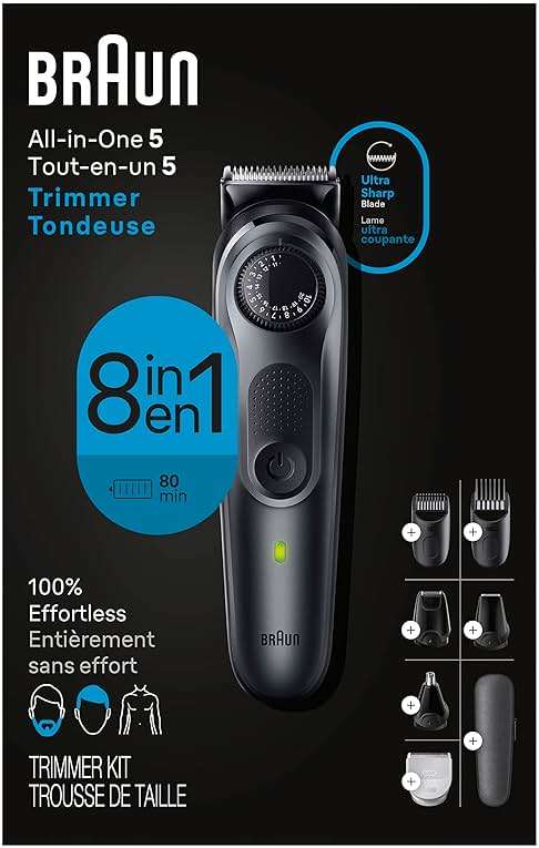 Braun All-in-One Style Kit Series 5 5471, 8-in-1 Trimmer for Men with Beard Trimmer, Body Trimmer for Manscaping, Hair Clippers & More, Ultra-Sharp Blade, 40 Length Settings, Waterproof - Image 1