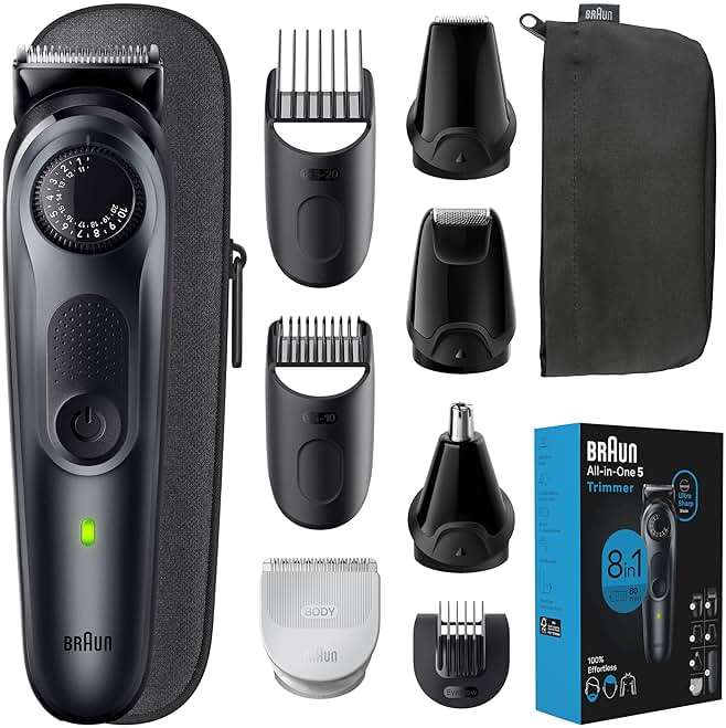 Braun All-in-One Style Kit Series 5 5471, 8-in-1 Trimmer for Men with Beard Trimmer, Body Trimmer for Manscaping, Hair Clippers & More, Ultra-Sharp Blade, 40 Length Settings, Waterproof - Image 9