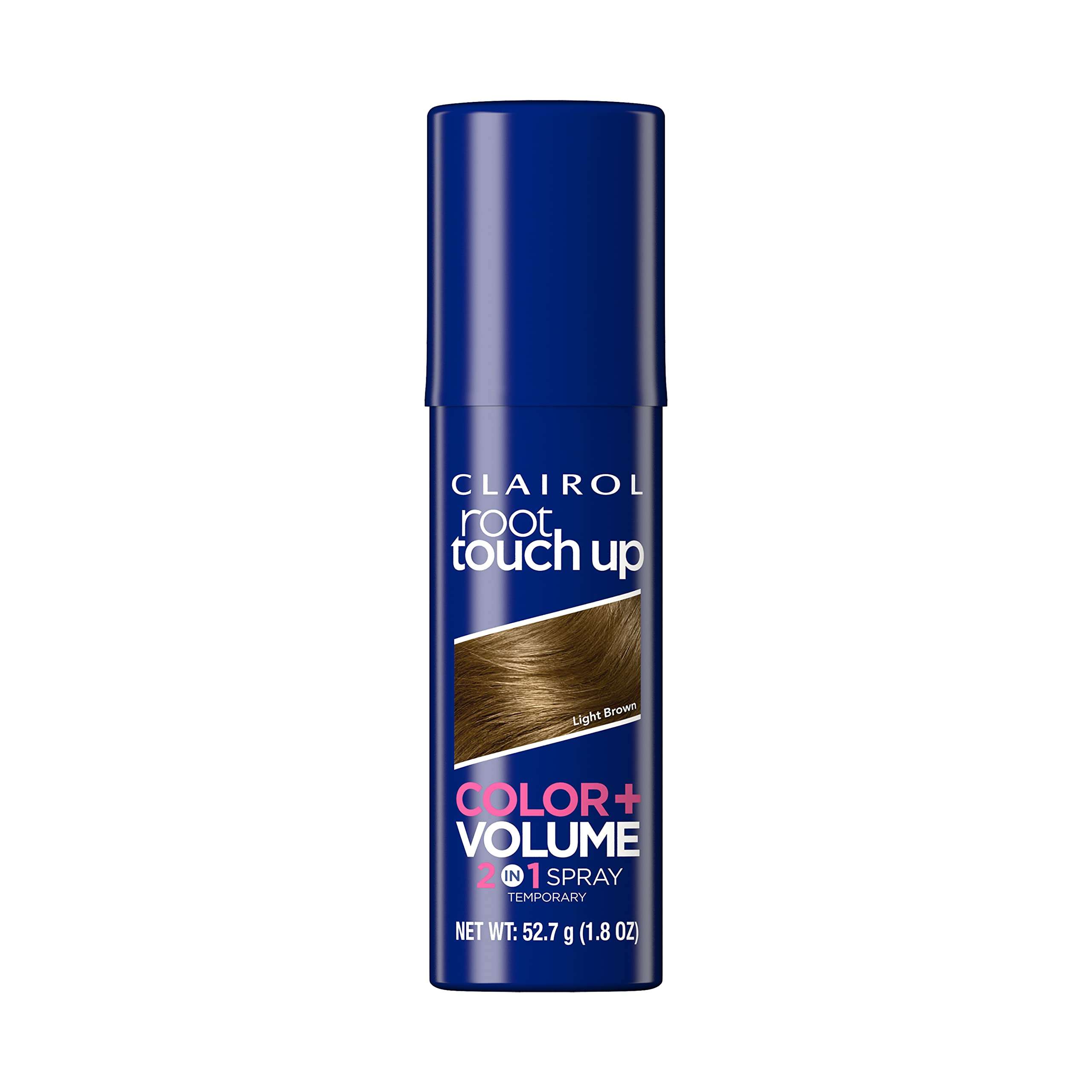 Clairol Root Touch-Up Color + Volume 2-in-1 Temporary Hair Coloring Spray, Light Brown Hair Color, Pack of 1 - Packaging May Vary - Image 1