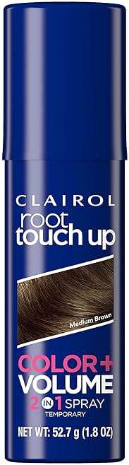 Clairol Root Touch-Up Color + Volume 2-in-1 Temporary Hair Coloring Spray, Medium Brown Hair Color, Pack of 1 - Packaging May Vary - Image 1
