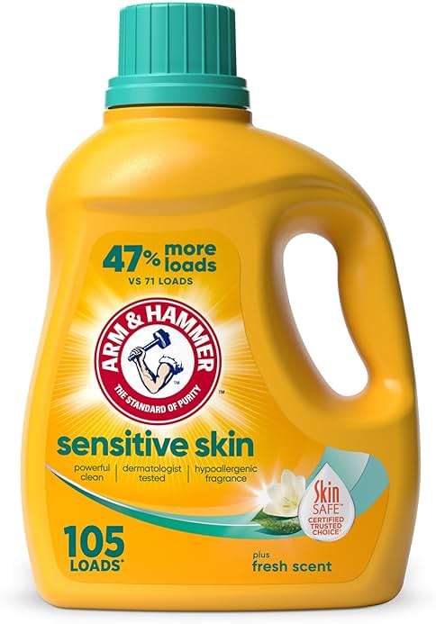 ARM & HAMMER Sensitive Skin Liquid Laundry Detergent, Fresh Scent, 105 fl oz, 105 Loads - Image 1