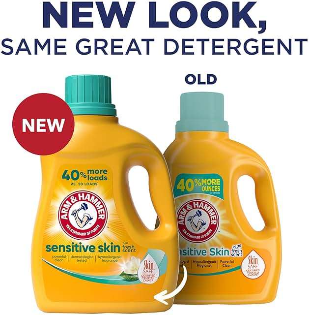ARM & HAMMER Sensitive Skin Liquid Laundry Detergent, Fresh Scent, 105 fl oz, 105 Loads - Image 2