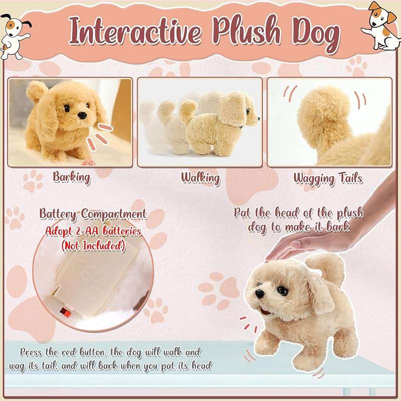 TEUVO Pet Care Play Set Robot Dog Toys for Kids 12Pcs Puppy Dog Toy Pet Walk Grooming Vet Toys Set with Interactive Electric Dog Plush & Cage Pretend Play Gifts for Girls Toddlers 3 4 5 6 7 8 Year Old - Image 2