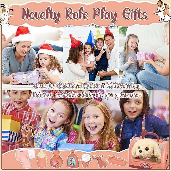 TEUVO Pet Care Play Set Robot Dog Toys for Kids 12Pcs Puppy Dog Toy Pet Walk Grooming Vet Toys Set with Interactive Electric Dog Plush & Cage Pretend Play Gifts for Girls Toddlers 3 4 5 6 7 8 Year Old - Image 7