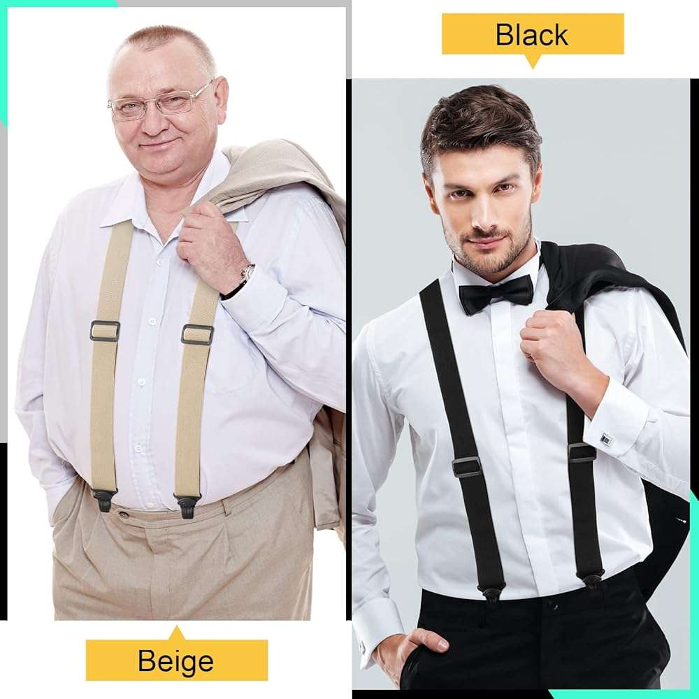 Janmercy 2 Pcs Men Hidden Suspenders Under Clothing 1.5 Inch Wide x Back Plastic Clips for Shirt Jeans - Image 3