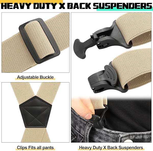 Janmercy 2 Pcs Men Hidden Suspenders Under Clothing 1.5 Inch Wide x Back Plastic Clips for Shirt Jeans - Image 5