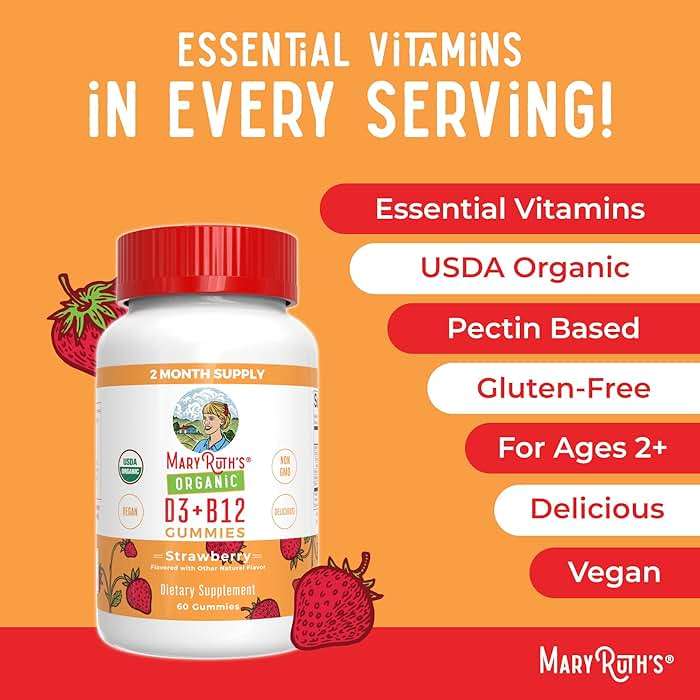 MARYRUTH'S Organic Vitamin D3 + B12 Gummies for Ages 4+ | Bone Health | Immune Support | Energy Metabolism | Cognitive Function | Vegan | Non-GMO | Gluten Free | 60 Servings | 2 Month Supply - Image 7