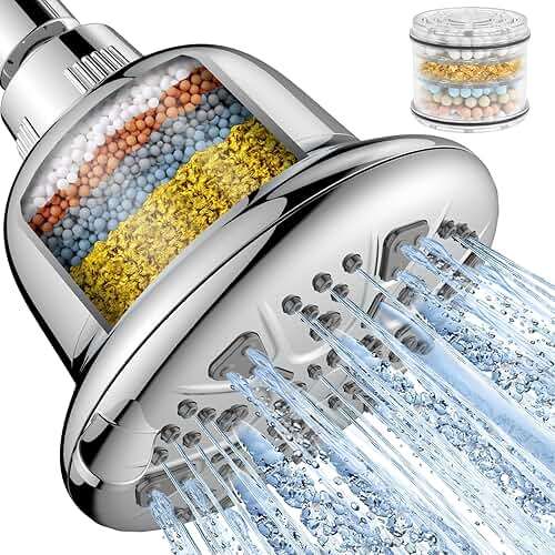 MakeFit Filtered Shower Head - High Pressure Shower Head with Filter for Hard Water Softener - 7 Settings Bathroom Rain Showerhead to Remove Chlorine and Heavy Metals (Chrome) - Image 1