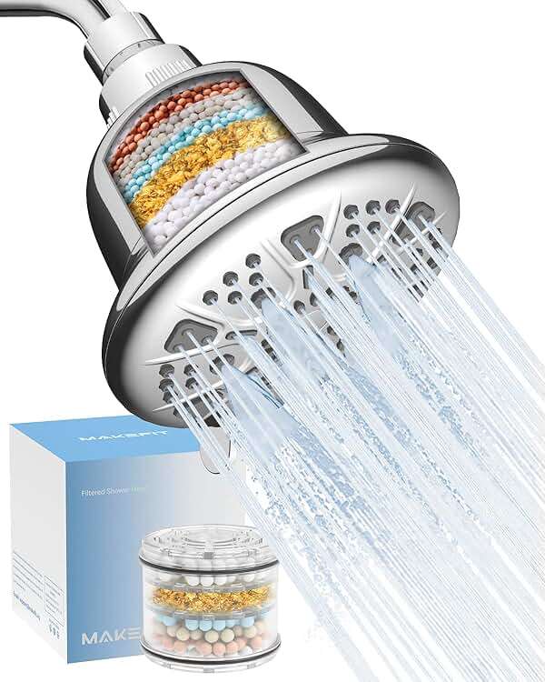 MakeFit Filtered Shower Head - High Pressure Shower Head with Filter for Hard Water Softener - 7 Settings Bathroom Rain Showerhead to Remove Chlorine and Heavy Metals (Chrome) - Image 8