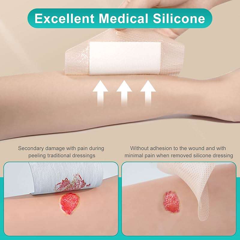 Dimora Silicone Foam Dressing with Border 20 Pack Adhesive 4"x4" Waterproof Wound Dressing Bandage for Wound Care - Image 4