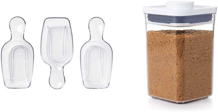 OXO Good Grips POP Container Accessories 3-Piece Scoop Set and OXO Good Grips POP Container - Airtight Food Storage - Small Square Short 1.1 Qt - Image 1